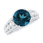 2 Carat London Blue Topaz Statement Engagement Ring with Side Stones