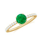 Natural Emerald Promise Ring with Diamond Side Stones