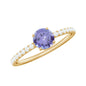 Certified Real Solitaire Tanzanite Promise Ring with Diamond