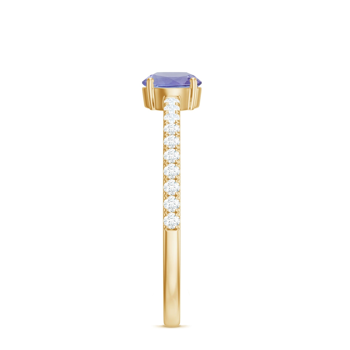 Certified Real Solitaire Tanzanite Promise Ring with Diamond