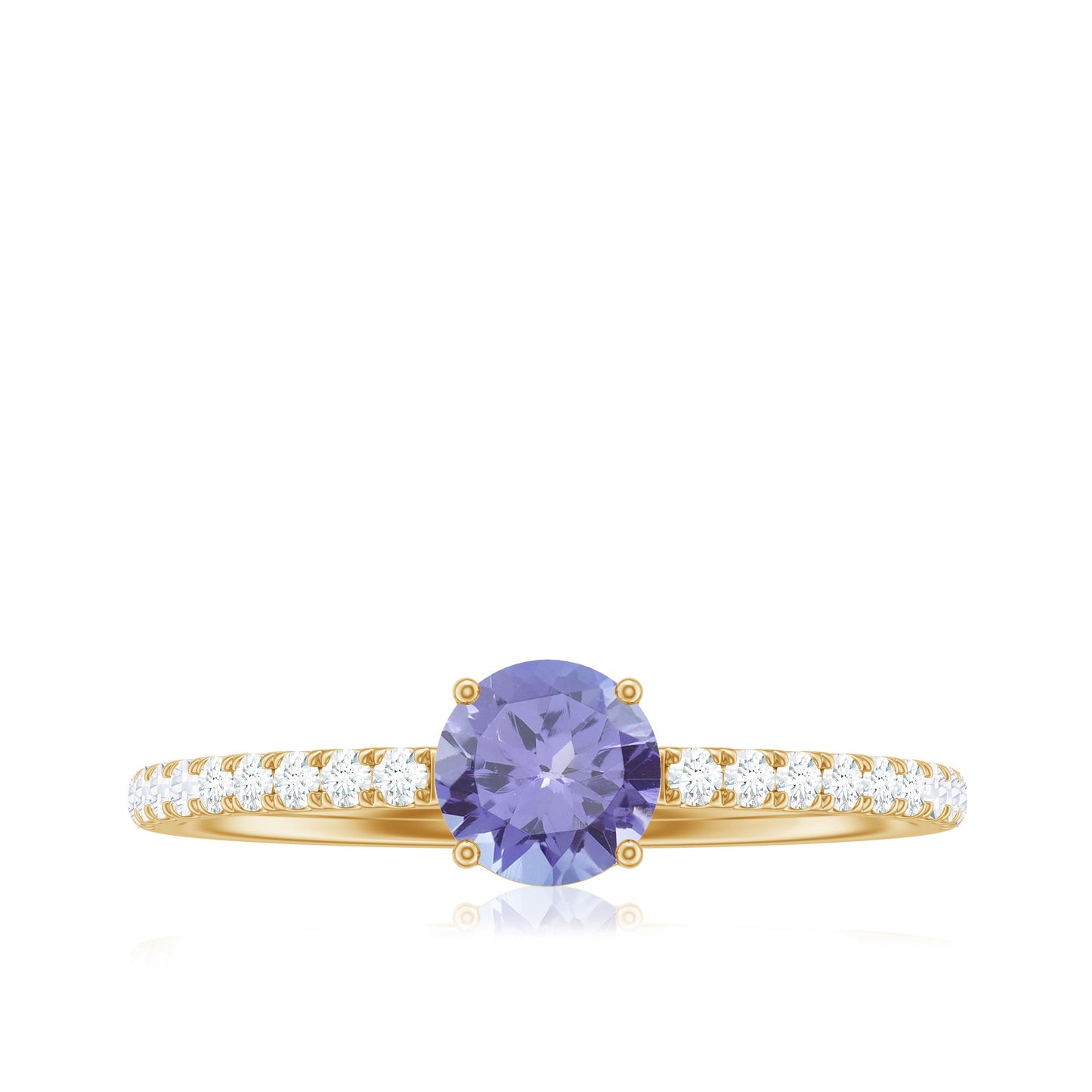 Certified Real Solitaire Tanzanite Promise Ring with Diamond