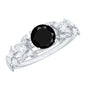 Nature Inspired Black Spinel Engagement Ring with Diamonds