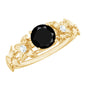 Nature Inspired Black Spinel Engagement Ring with Diamonds