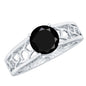 2 Carat Round Black Onyx Filigree Engagement Ring with Certificate