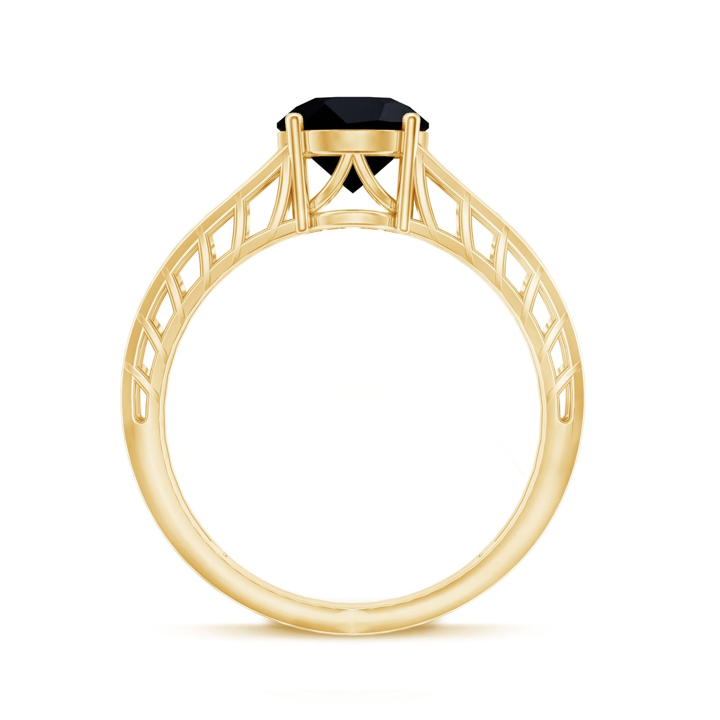 2 Carat Round Black Onyx Filigree Engagement Ring with Certificate