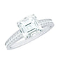 Asscher Cut 3 Carat Moissanite Solitaire Engagement Ring with Side Stones