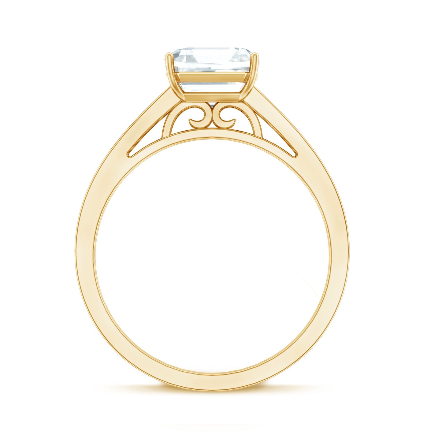Asscher Cut 3 Carat Moissanite Solitaire Engagement Ring with Side Stones