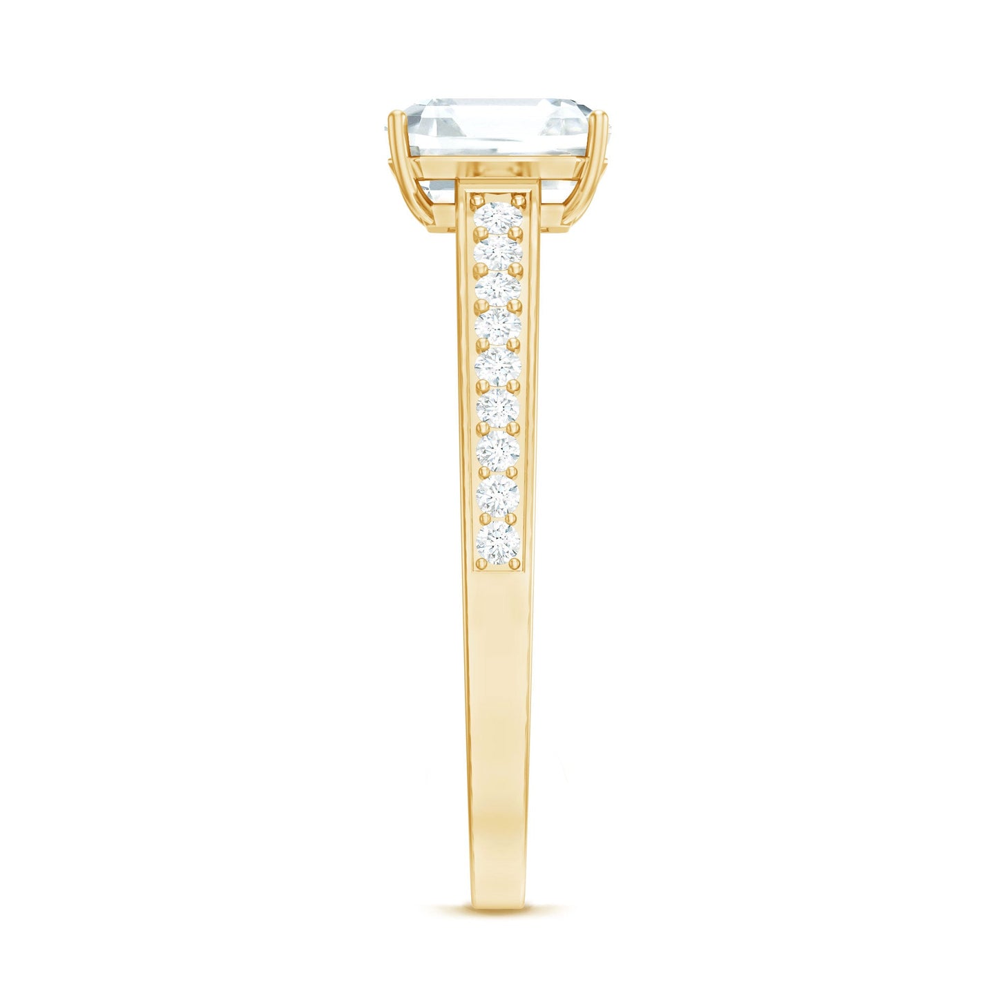 Asscher Cut 3 Carat Moissanite Solitaire Engagement Ring with Side Stones