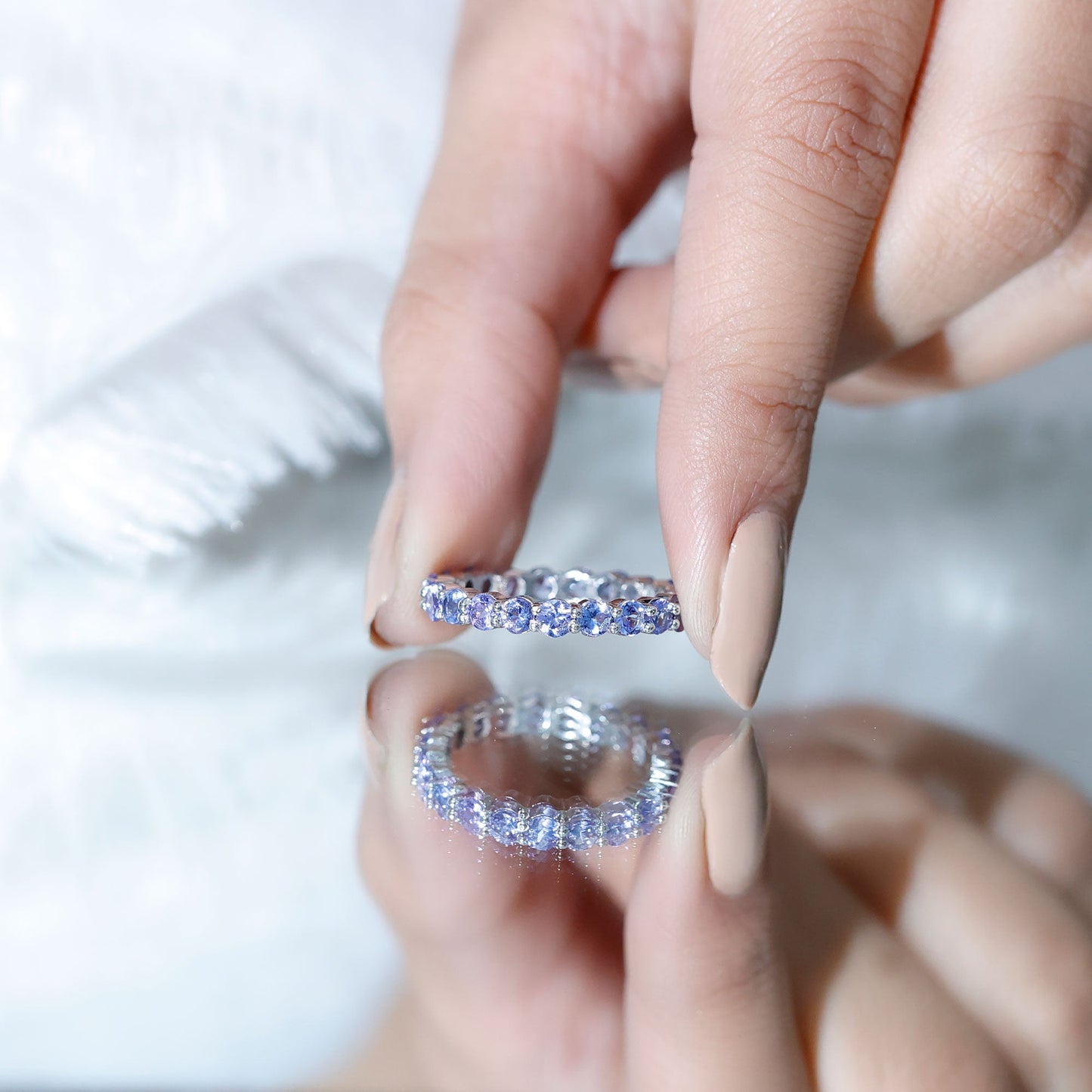 Real Tanzanite Full Eternity Ring for Women