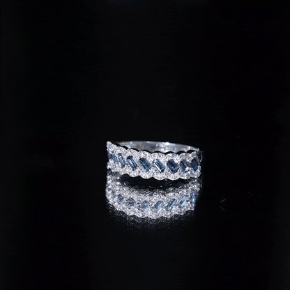 Real London Blue Topaz and Diamond Wedding Ring For Women