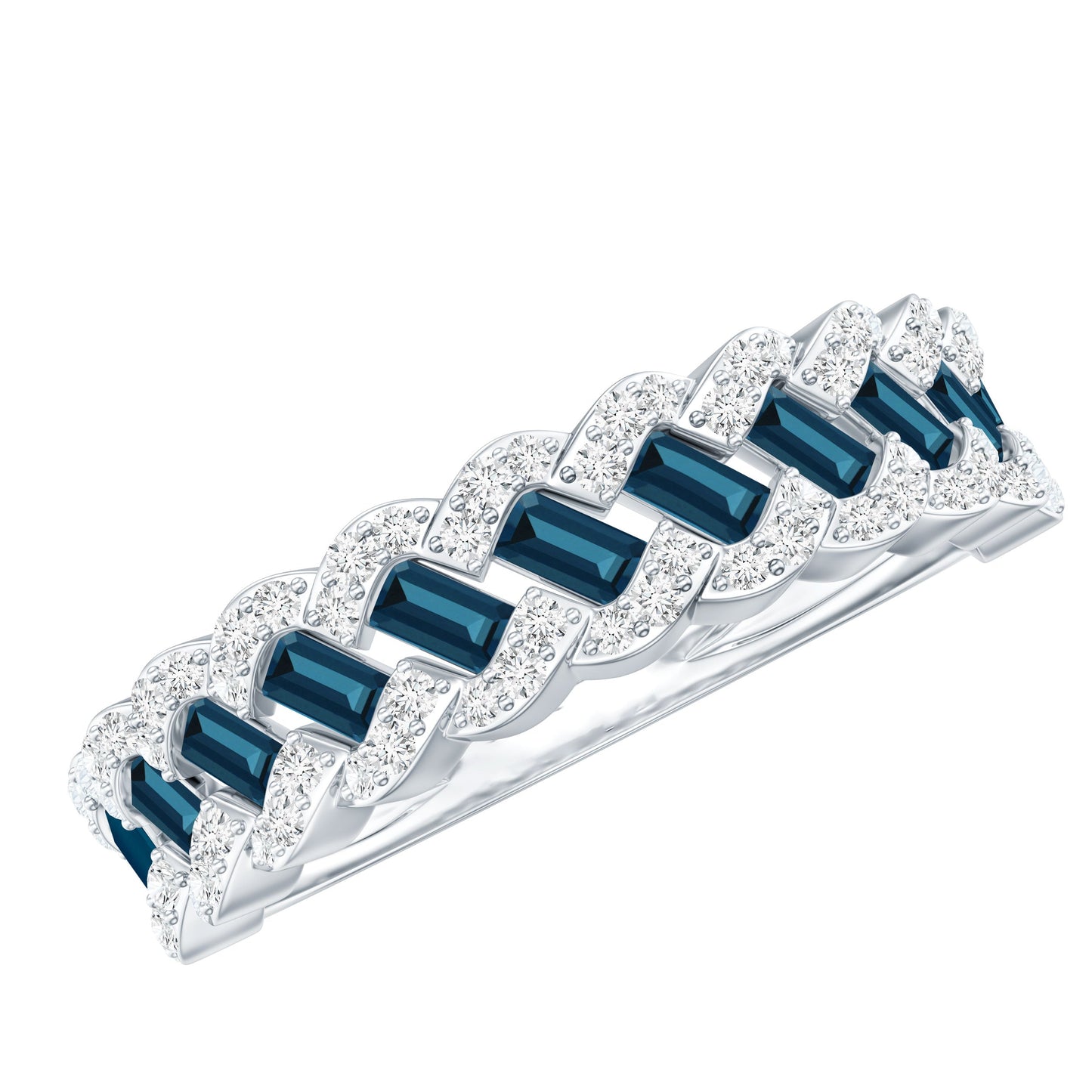 Real London Blue Topaz and Diamond Wedding Ring For Women