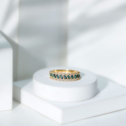 Real London Blue Topaz and Diamond Wedding Ring For Women