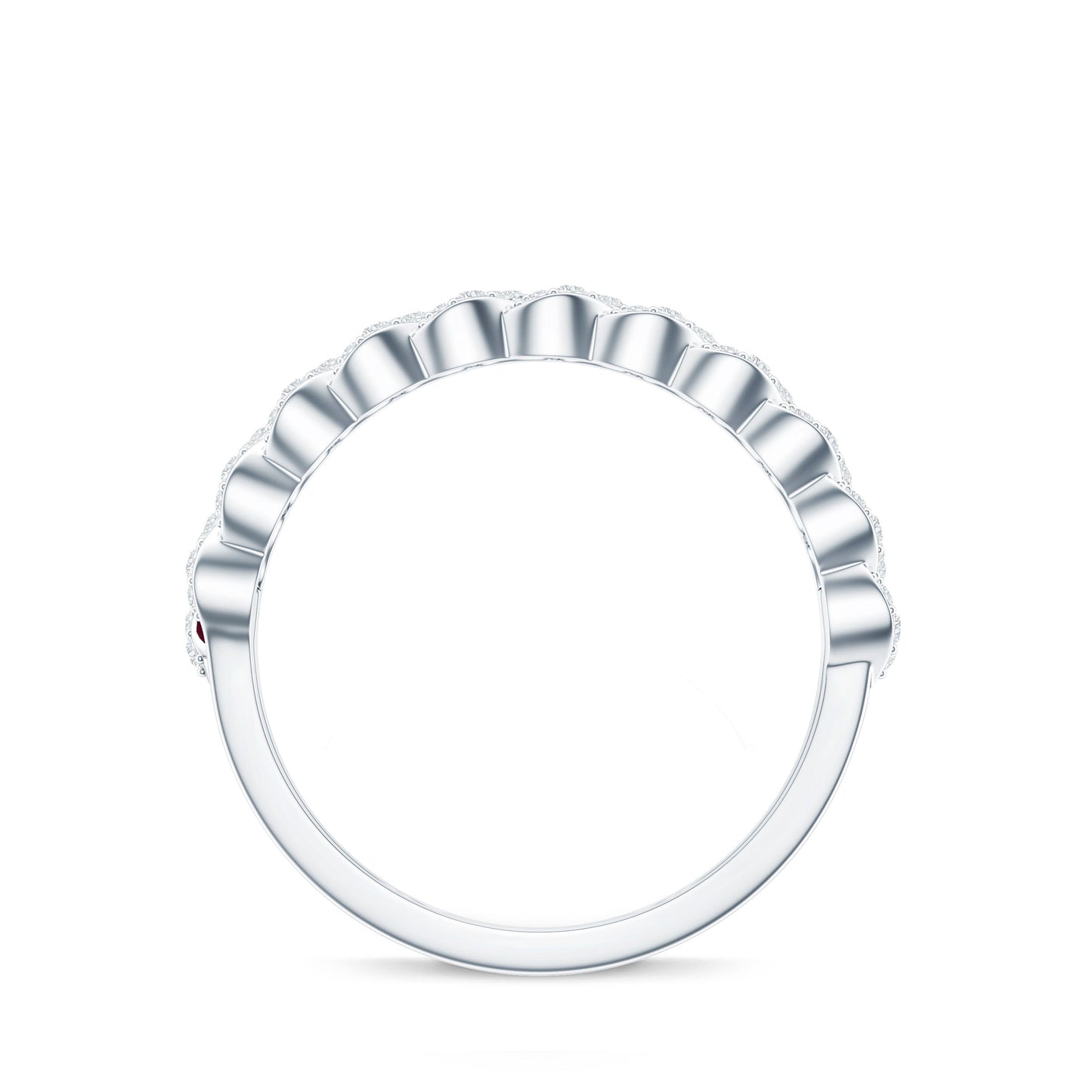 Natural Baguette Ruby Half Eternity Band with Diamond