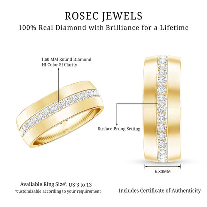 Certified Diamond Wide Wedding Band Ring