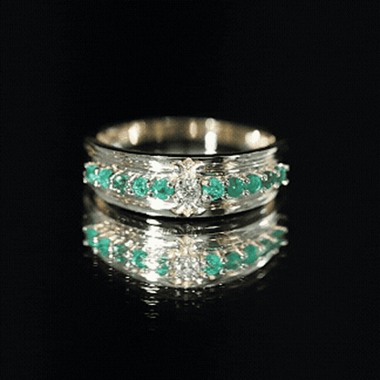 Real Diamond and Emerald Anniversary Ring for Women