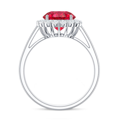 Lab Created 2.3 Carat Ruby Halo Engagement Ring with Diamonds