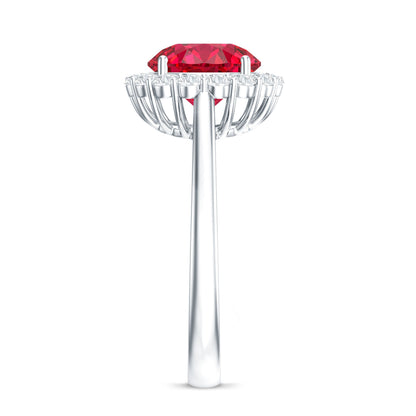 Lab Created 2.3 Carat Ruby Halo Engagement Ring with Diamonds