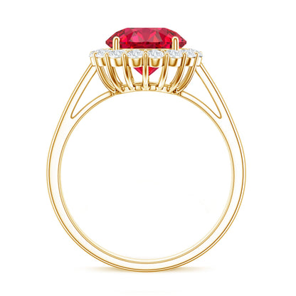 Lab Created 2.3 Carat Ruby Halo Engagement Ring with Diamonds