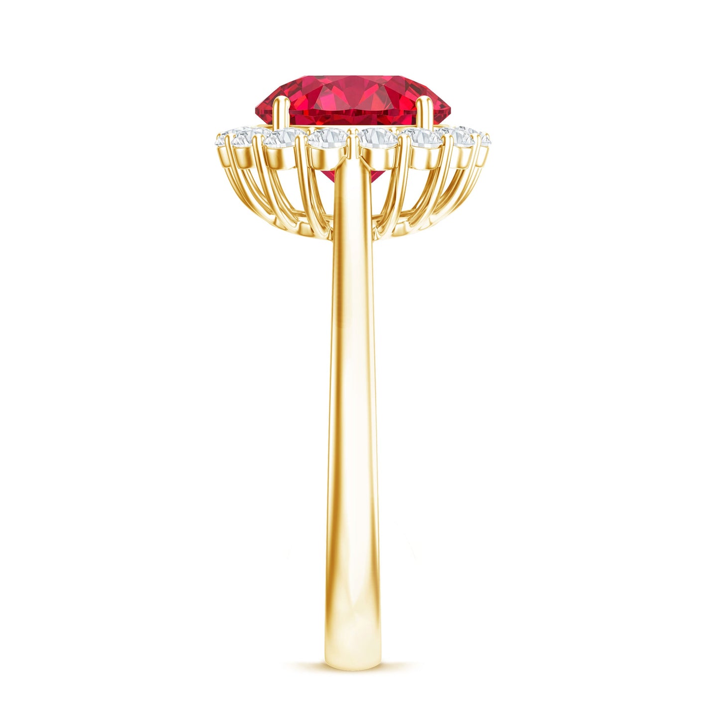 Lab Created 2.3 Carat Ruby Halo Engagement Ring with Diamonds