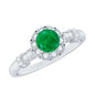 Vintage Inspired Emerald Engagement Ring with Diamond