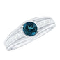 Genuine London Blue Topaz Engagement Ring with Diamond Side Stones