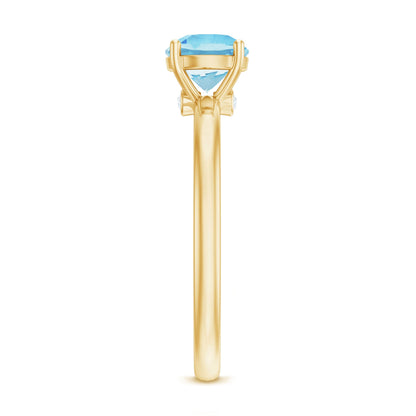 Natural Aquamarine Promise Ring with Surprise Diamond