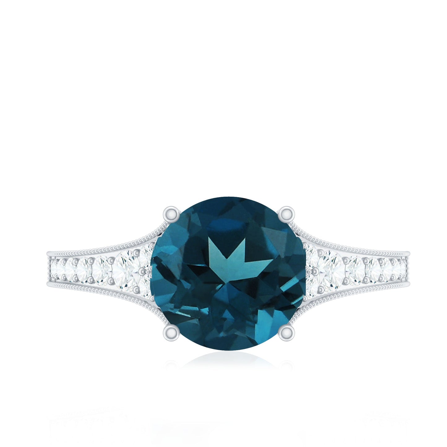 Natural London Blue Topaz and Diamond Engagement Ring