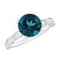 2 Carat London Blue Topaz Solitaire Engagement Ring with Diamonds