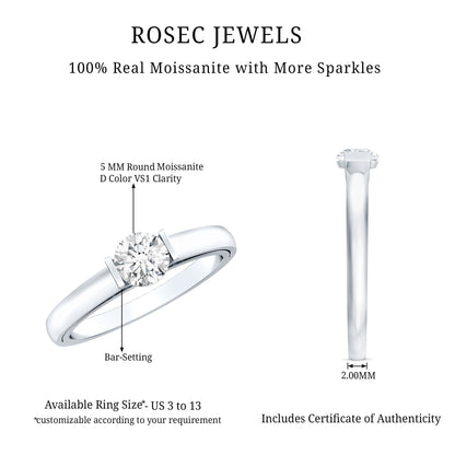 Bar Set Moissanite Solitaire Promise Ring