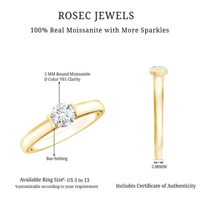 Bar Set Moissanite Solitaire Promise Ring