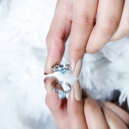 6 MM Certified Aquamarine Solitaire Promise Ring with Diamond