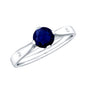 Round Cut Certified Blue Sapphire Promise Ring with Diamond