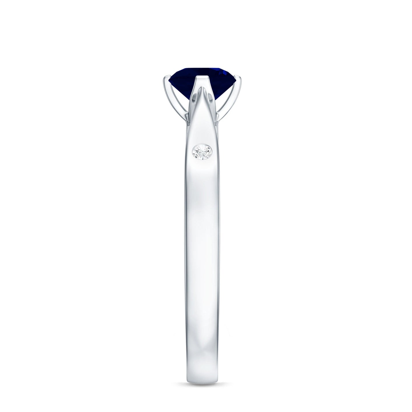 Round Cut Certified Blue Sapphire Promise Ring with Diamond