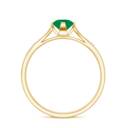 Natural Emerald Diamond Promise Ring with Pinched Shank