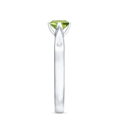 Natural 0.5 Carat Peridot Promise Ring with Diamond