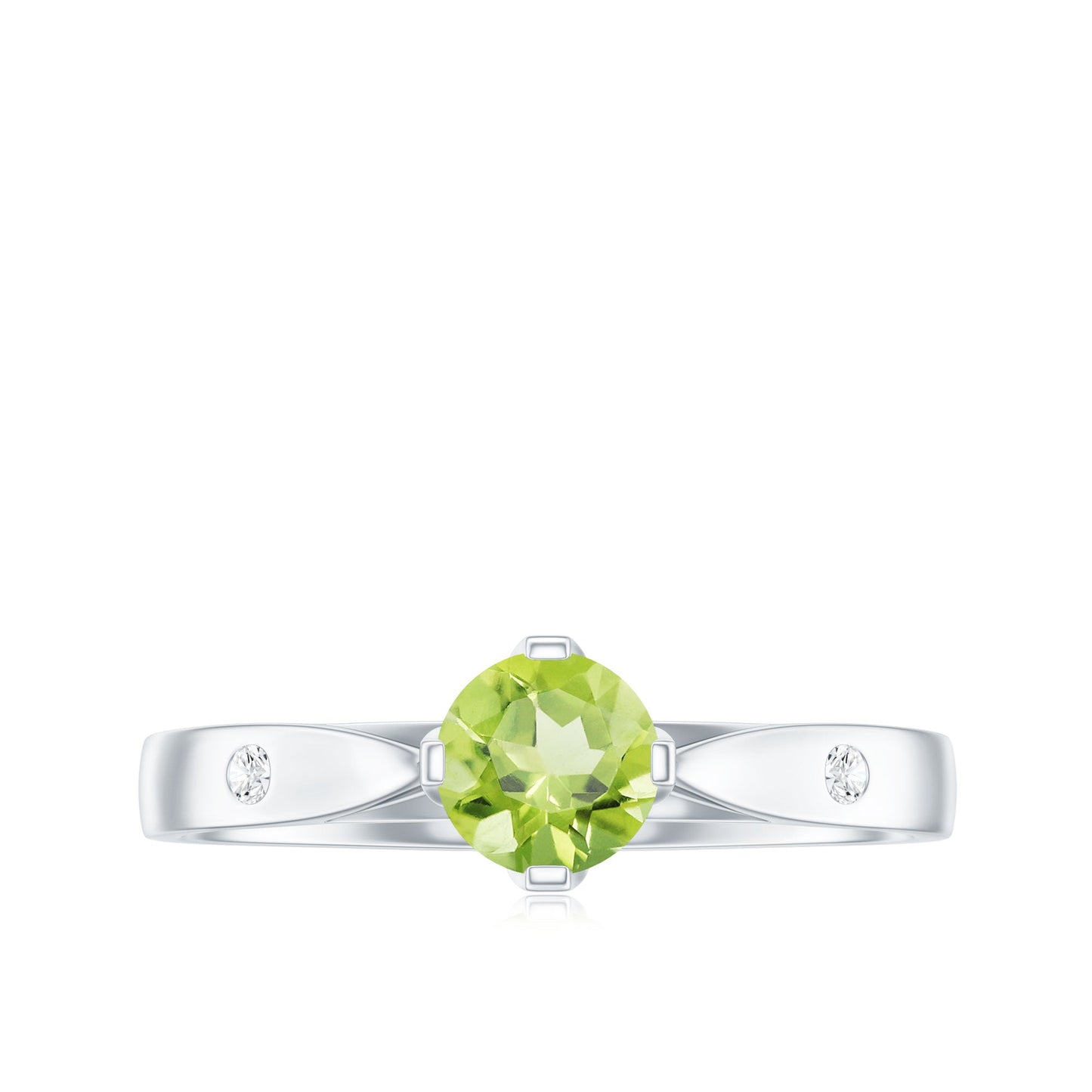 Natural 0.5 Carat Peridot Promise Ring with Diamond