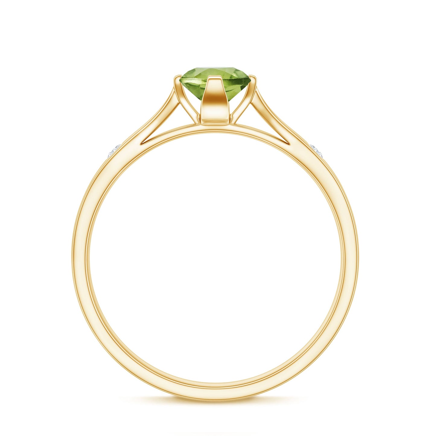 Natural 0.5 Carat Peridot Promise Ring with Diamond