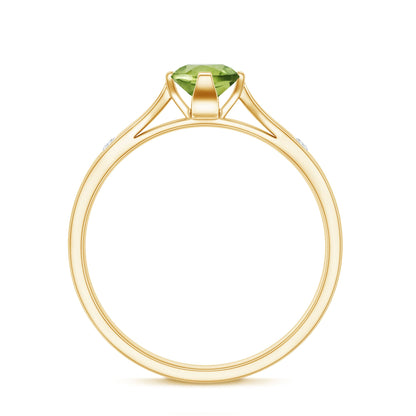 Natural 0.5 Carat Peridot Promise Ring with Diamond