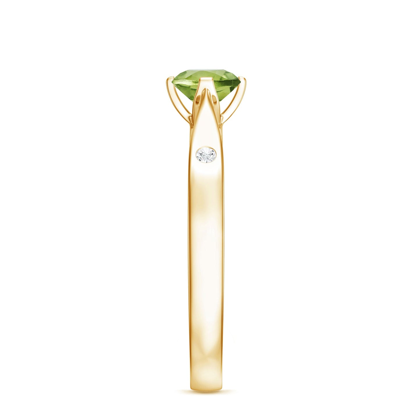 Natural 0.5 Carat Peridot Promise Ring with Diamond