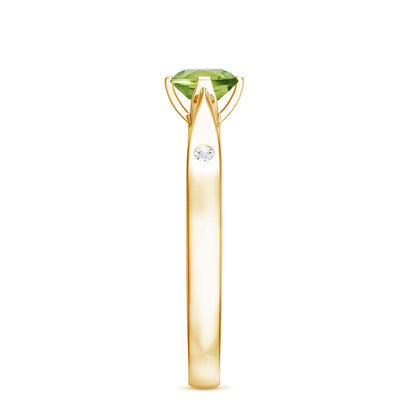 Natural 0.5 Carat Peridot Promise Ring with Diamond