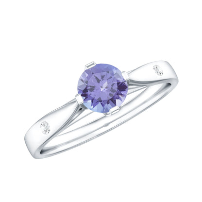 Natural Tanzanite Diamond Commitment Ring for Women