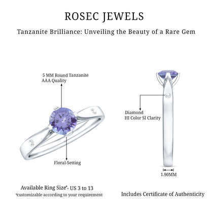 Natural Tanzanite Diamond Commitment Ring for Women