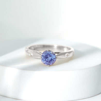 Natural Tanzanite Diamond Commitment Ring for Women