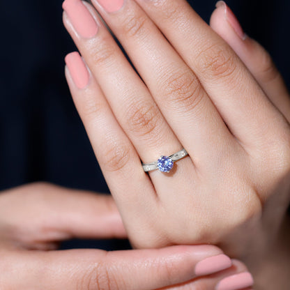 Natural Tanzanite Diamond Commitment Ring for Women