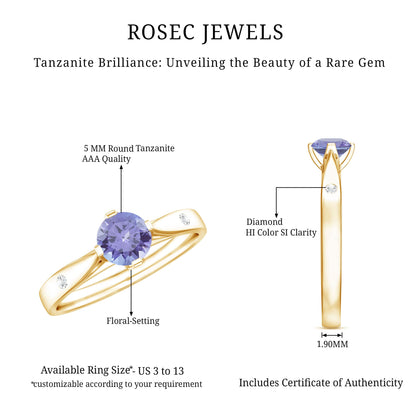 Natural Tanzanite Diamond Commitment Ring for Women