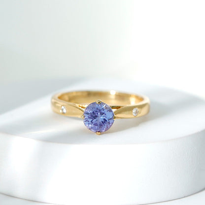 Natural Tanzanite Diamond Commitment Ring for Women
