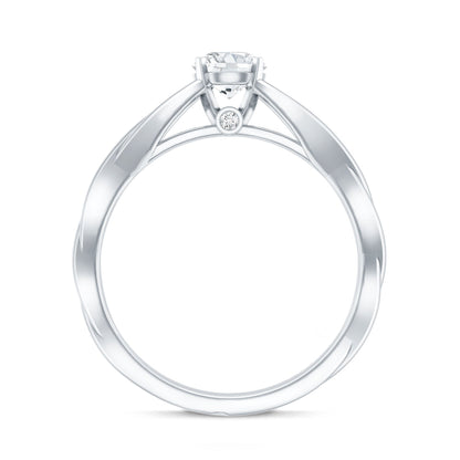 Certified Moissanite Solitaire Engagement Ring in Crossover Shank