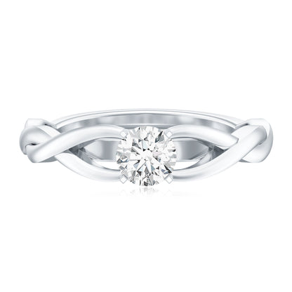 Certified Moissanite Solitaire Engagement Ring in Crossover Shank