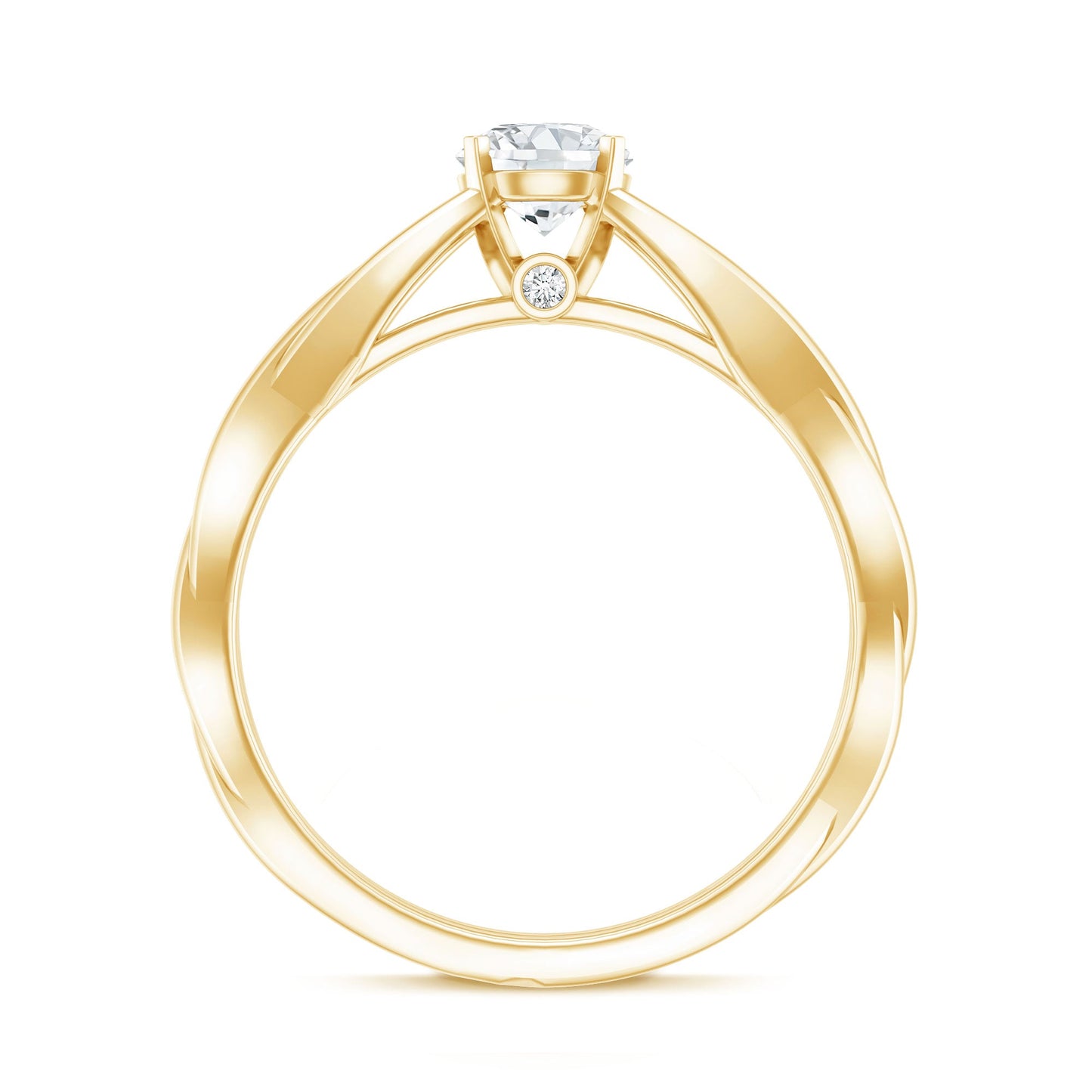 Certified Moissanite Solitaire Engagement Ring in Crossover Shank