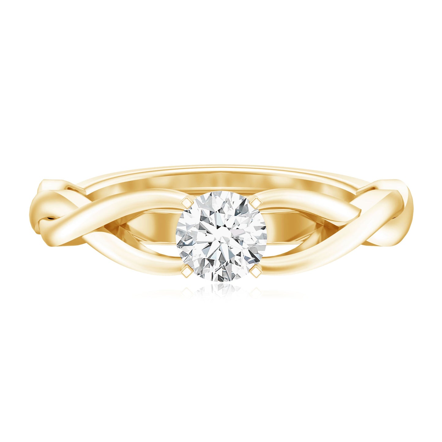 Certified Moissanite Solitaire Engagement Ring in Crossover Shank